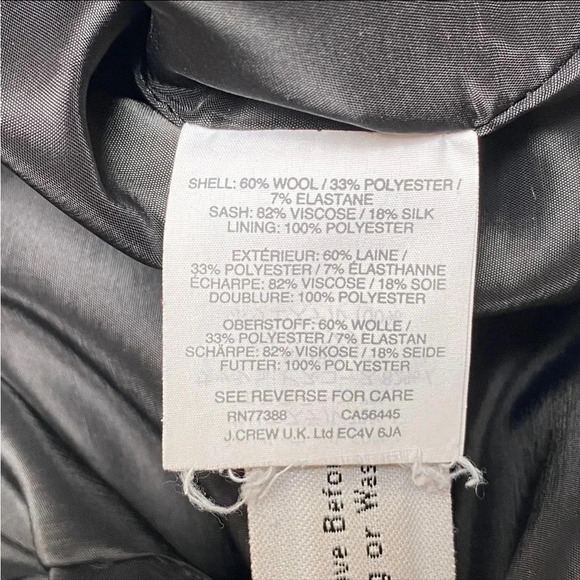 J. Crew Exeter Wool Dress Gray Black Velvet Bow Waist Fitted Size 2 - Picture 15 of 16